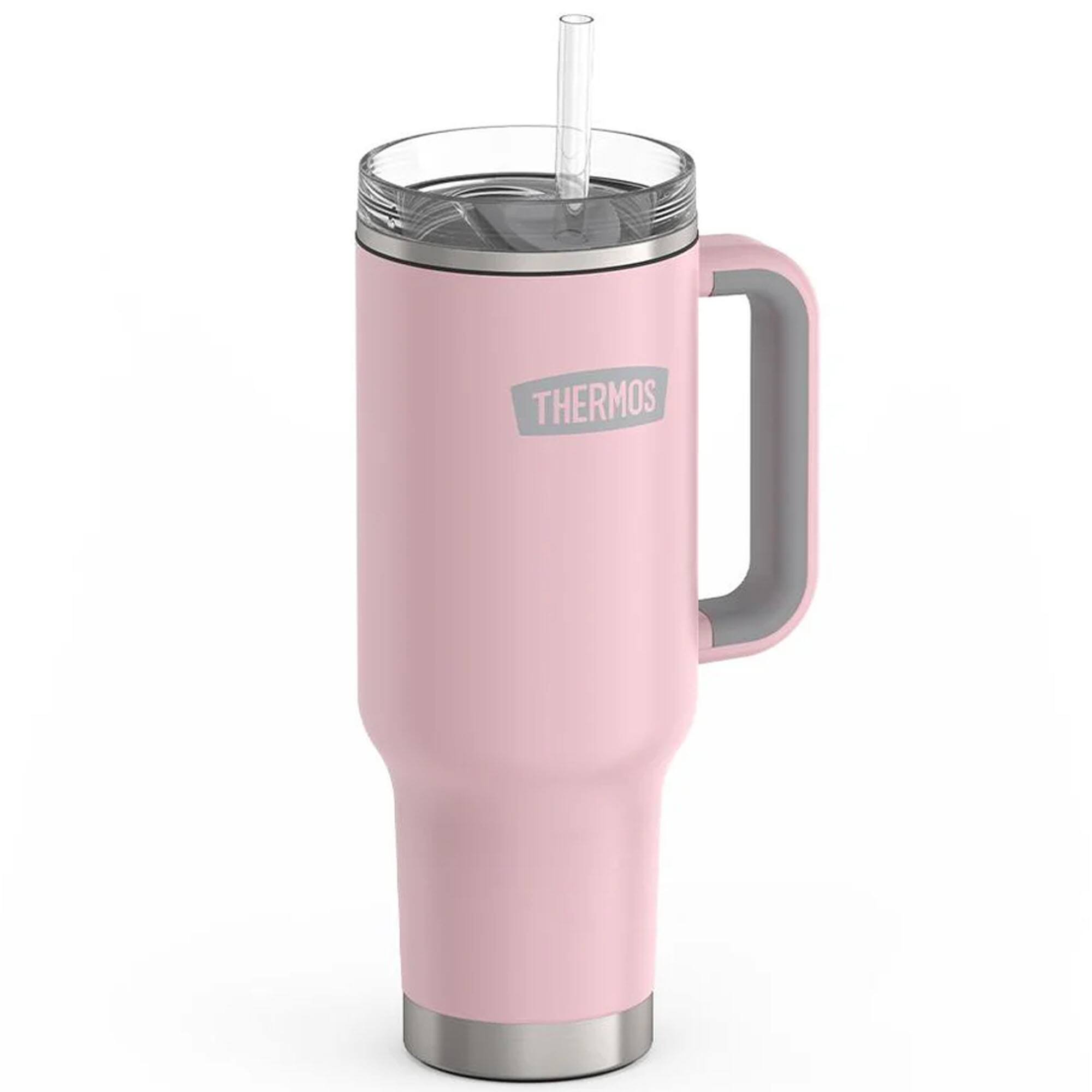 Alt View 1. Thermos - Thermos 40 oz Stainless Steel Cup Holder Mug w/ Straw - Sunset Pink - Sunset Pink.