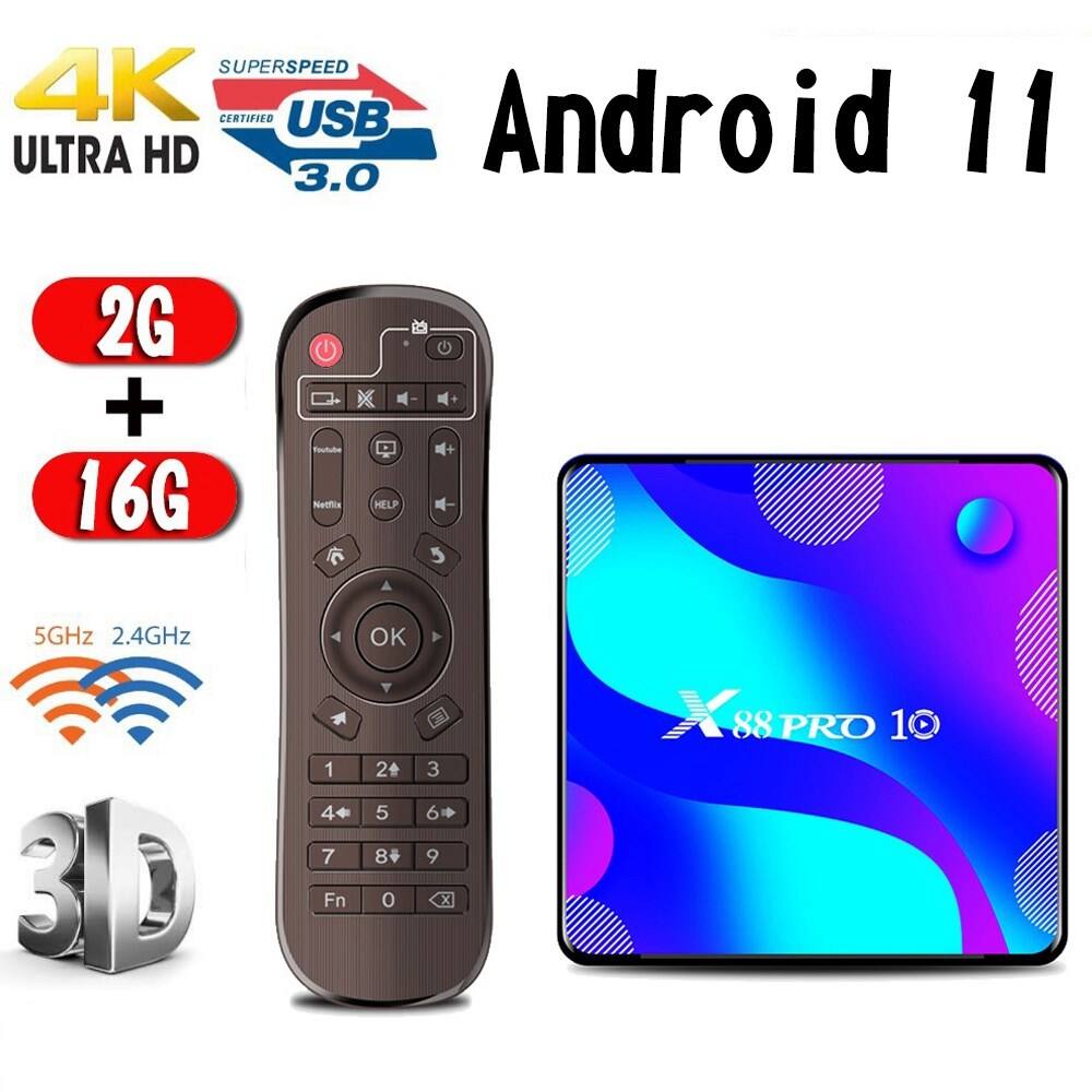 SUPERSPEED 4K CERTIFIED USB Android 11 ULTRA HD 3.0 2G + 16G Feutule Netfiia X MELP . + + - 5GHz 2.4GHz OK 3D 1 4 7 Fn 2+ 5 8+ 0 3 6 9 x 88 PRO 10
