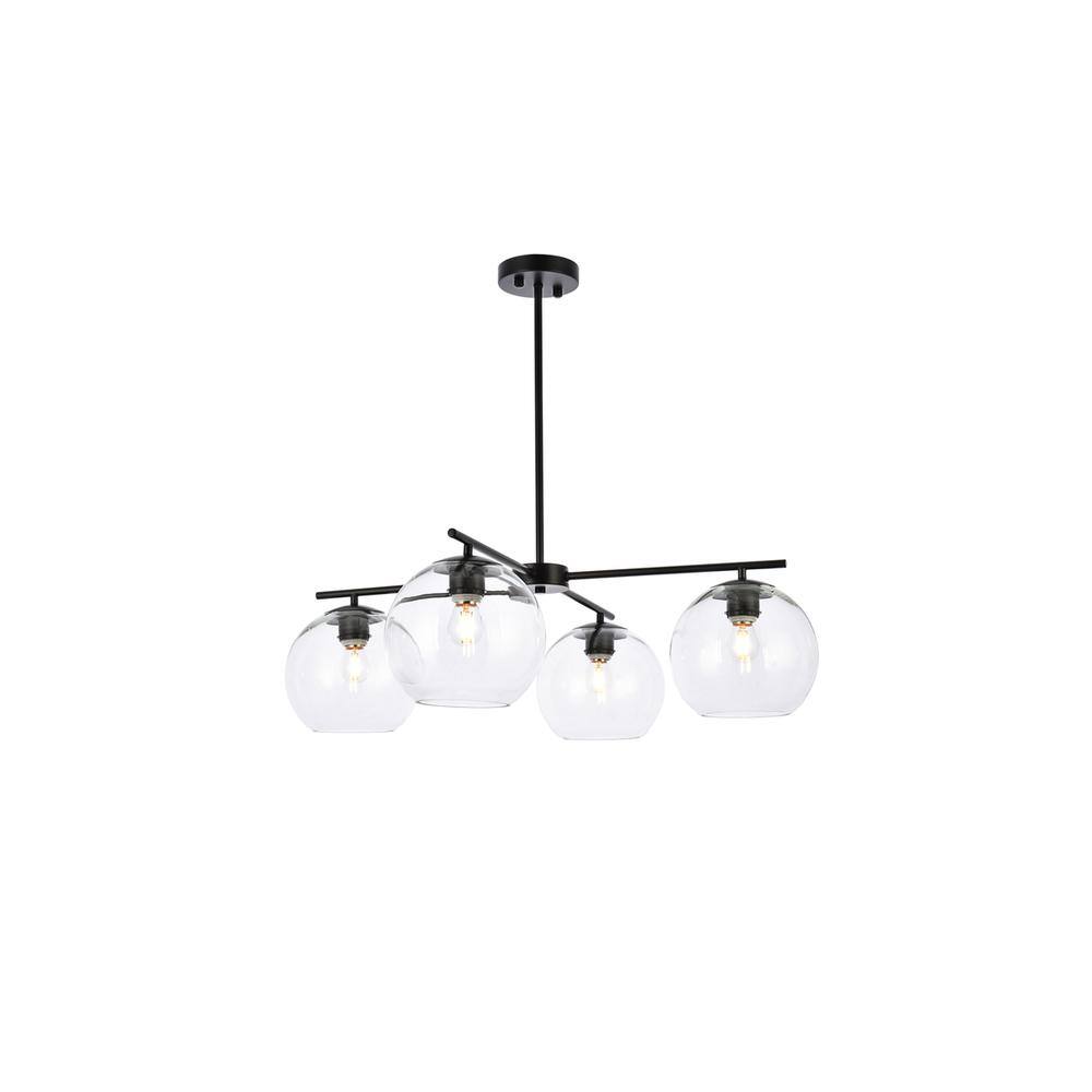 Alt View 6. Living District - Opus 4 lights black pendant - Black And Clear.