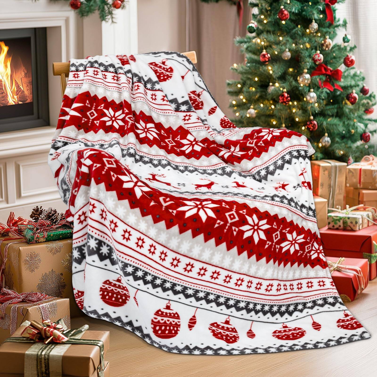 Red Reindeer Fleece (50x60 IN)