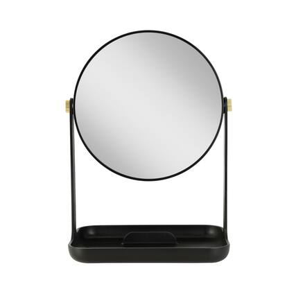 Front. Zadro - Back-to-School Makeup Mirror with 5X/1X Magnifications, Accessory Tray & Phone Holder - Black.