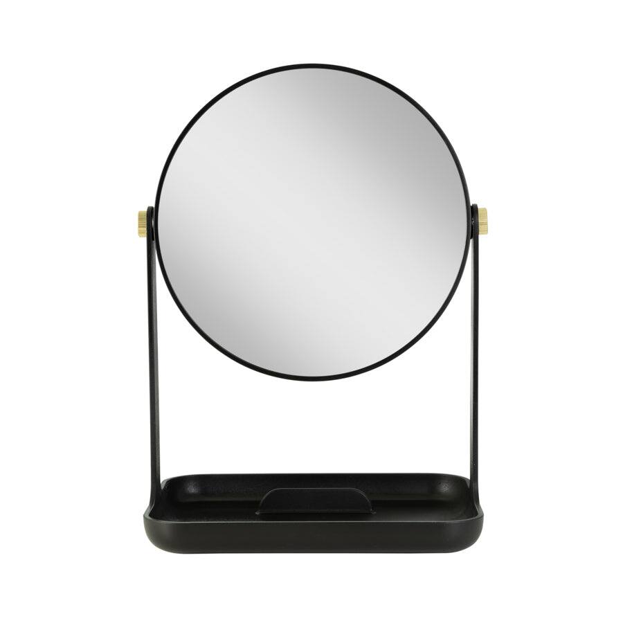 Front. Zadro - Back-to-School Makeup Mirror with 5X/1X Magnifications, Accessory Tray & Phone Holder - Black.