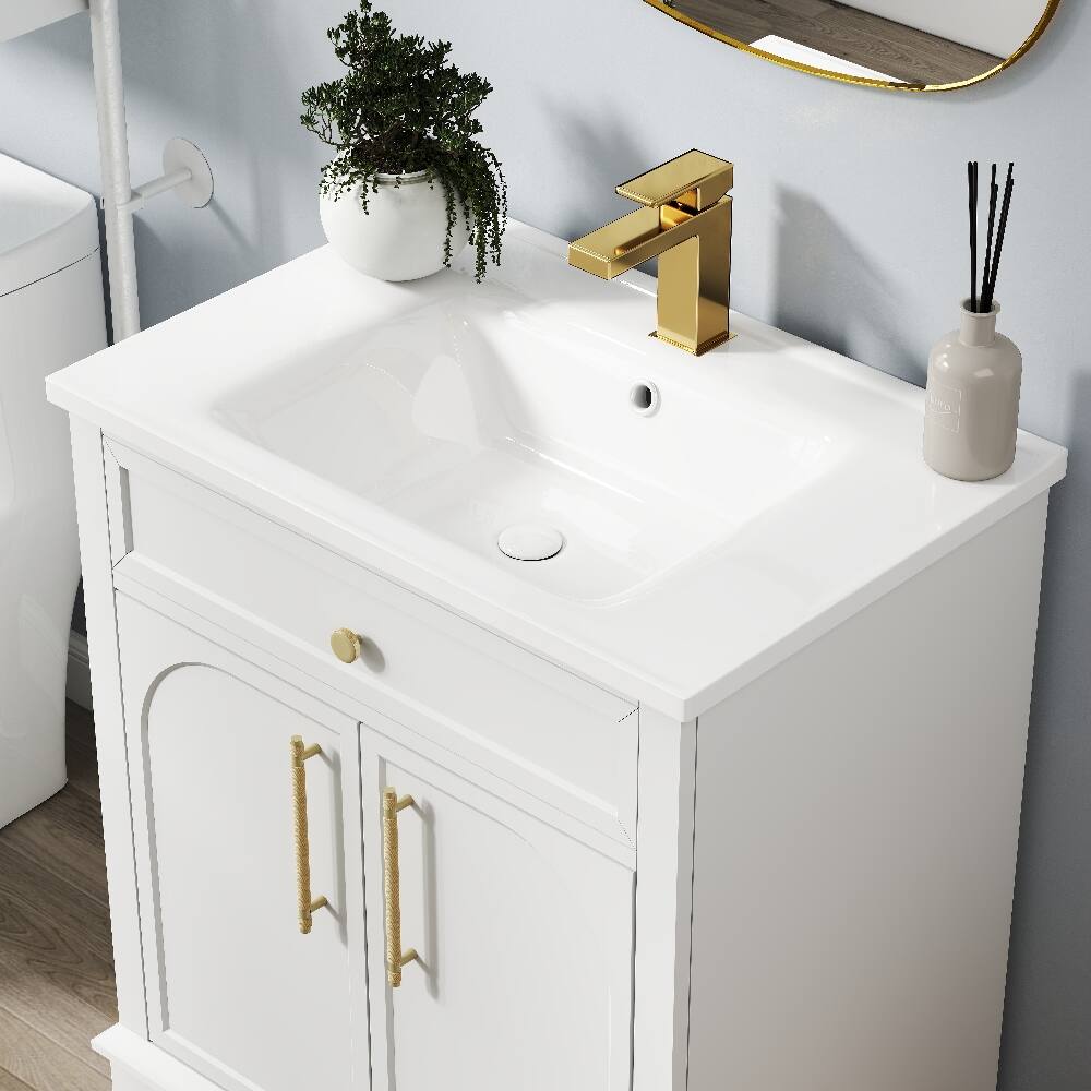 Alt View 2. Loheer - Loheer 28 inch bathroom vanity with sink White Freestanding Cabinet - White.