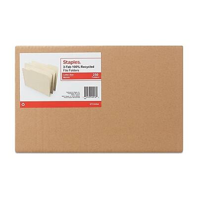 Staples  
3-Tab 100% Recycled File Folders  
Letter Size  
250 Folders  
CAV  
7556