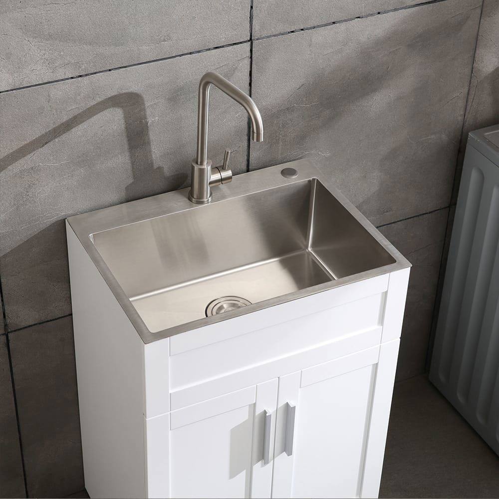 Alt View 4. Kadyn - 24in Stainless Steel Washing Sink - Includes Faucet Hoses & Drain Head Only (Update), Silver - Silver.