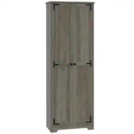 Homcom - 67" Farmhouse Pantry Cabinet, Freestanding Food Pantry Cabinet with Adjustable Shelves - Gray