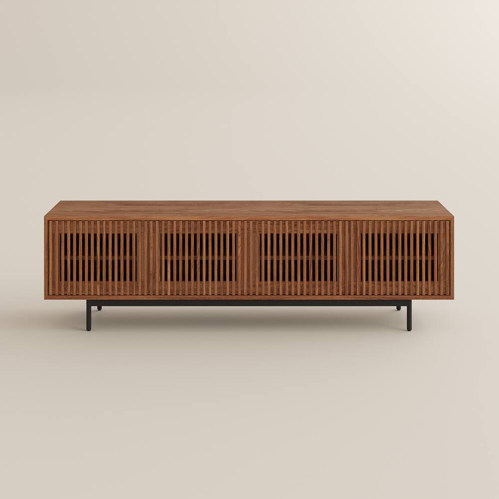 Alt View 5. POVISON - 78.74"Mid-Century Modern TV Stand,Modern TV Console,Entertainment Center Media Console,with Openwork  Iron Legs - Walnut Color.