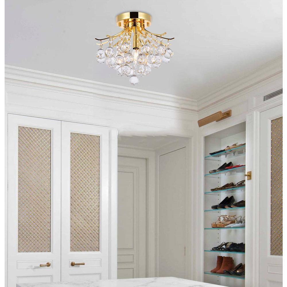 Back. Elegant Lighting - Toureg 3 light Gold Flush Mount Clear Royal Cut Crystal - Gold.
