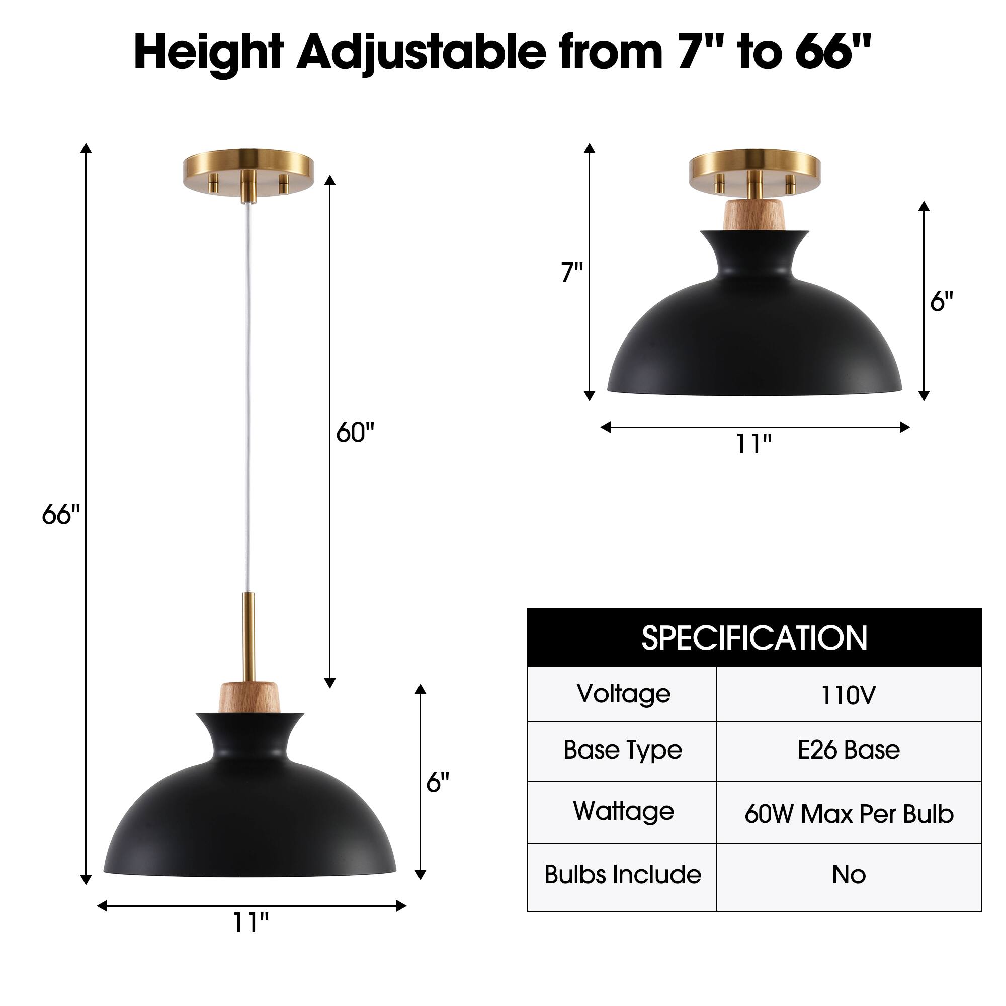 Height Adjustable from 7" to 66"

SPECIFICATION
- Voltage: 110V
- Base Type: E26 Base
- Wattage: 60W Max Per Bulb
- Bulbs Include: No