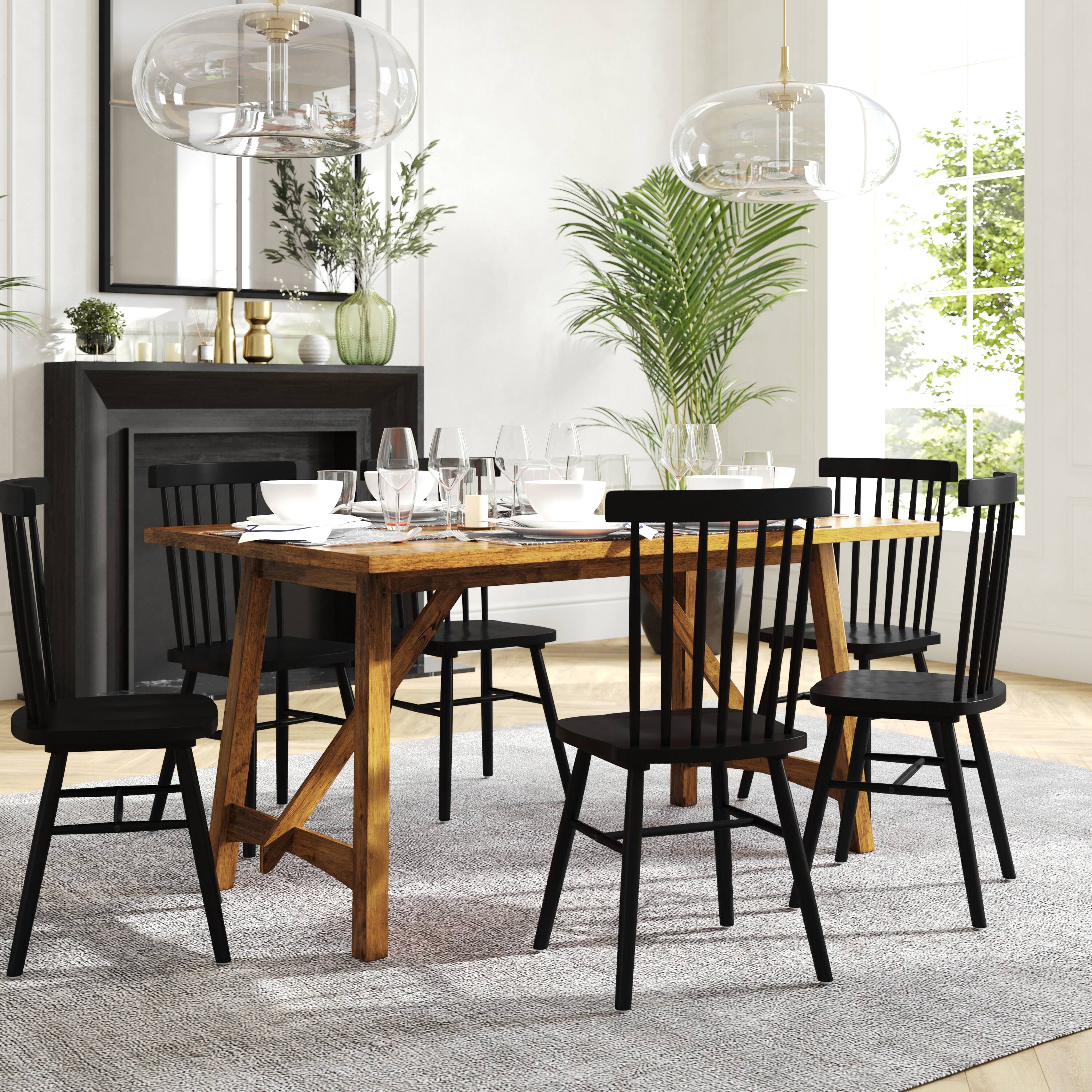Alt View 1. Flash Furniture - Everly 60" Solid Wood Trestle Base Dining Table, Farmhouse Style Commercial Grade Table with Seating for 6, Light Cappuc - Brown.