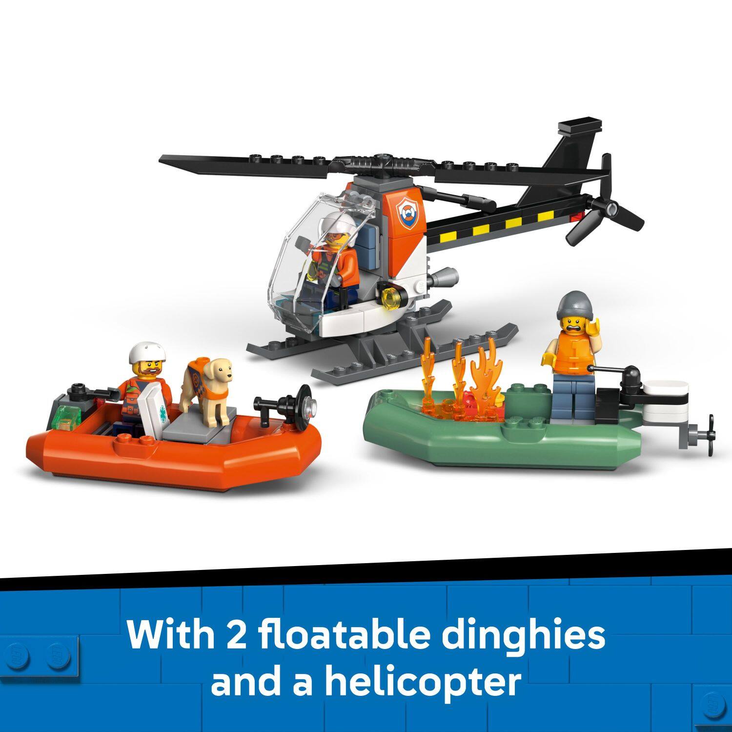 With 2 floatable dinghies and a helicopter