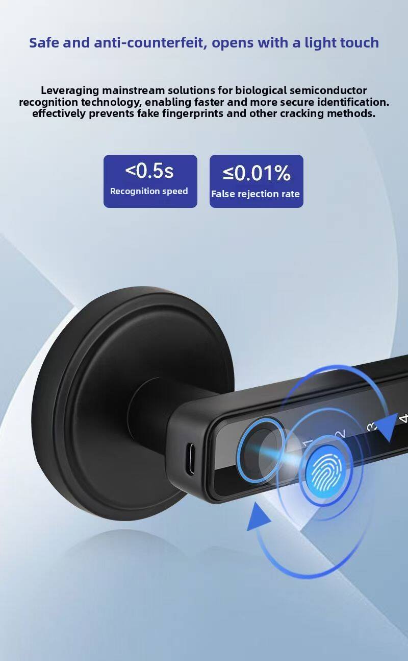 Safe and anti-counterfeit, opens with a light touch

Leveraging mainstream solutions for biological semiconductor recognition technology, enabling faster and more secure identification. Effectively prevents fake fingerprints and other cracking methods.

- <0.5s Recognition speed
- ≤0.01% False rejection rate