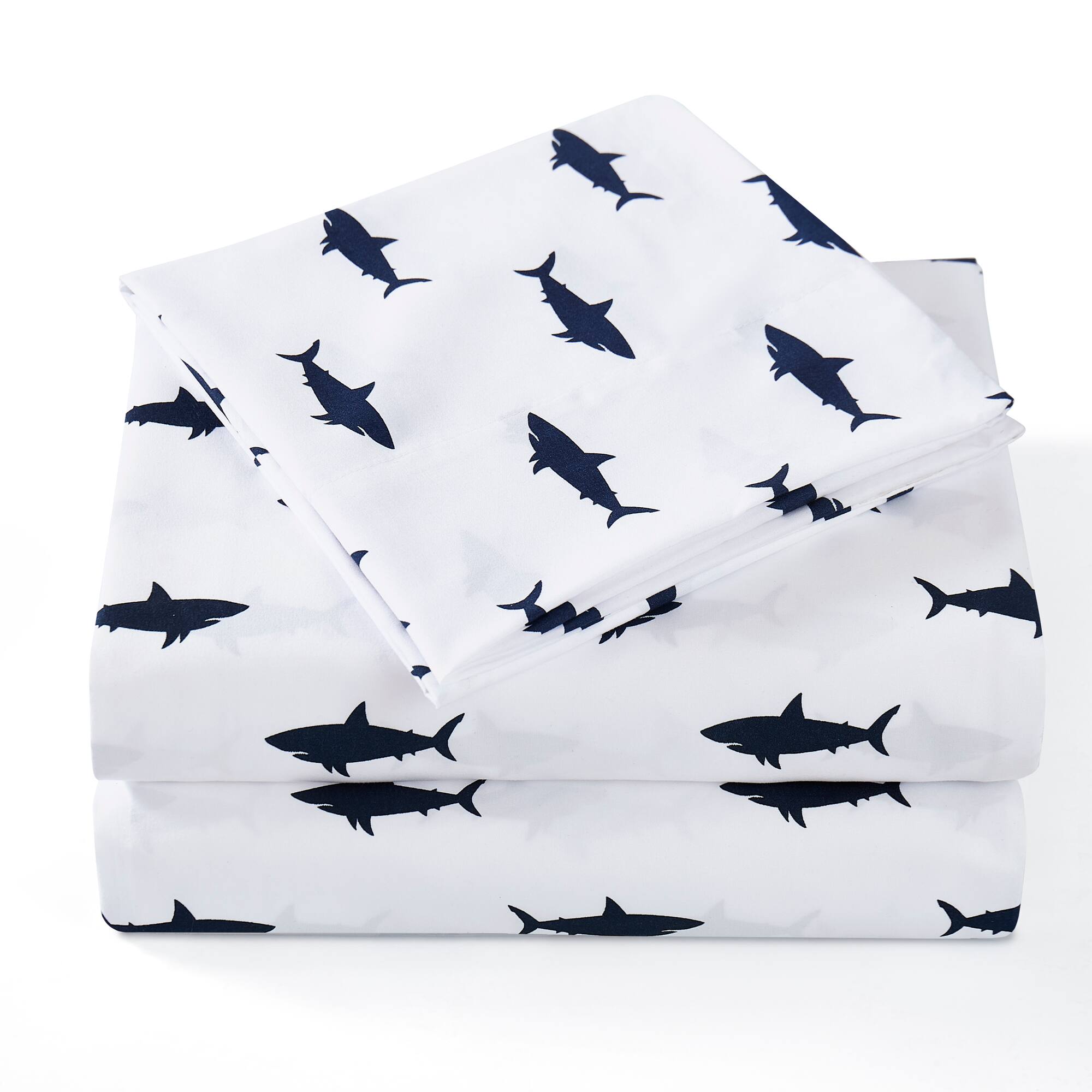 Alt View 1. Sweet Home Collection - Kids' Printed Classic & Bright Ultra Soft Microfiber Sheet Sets - Full - Sharks.