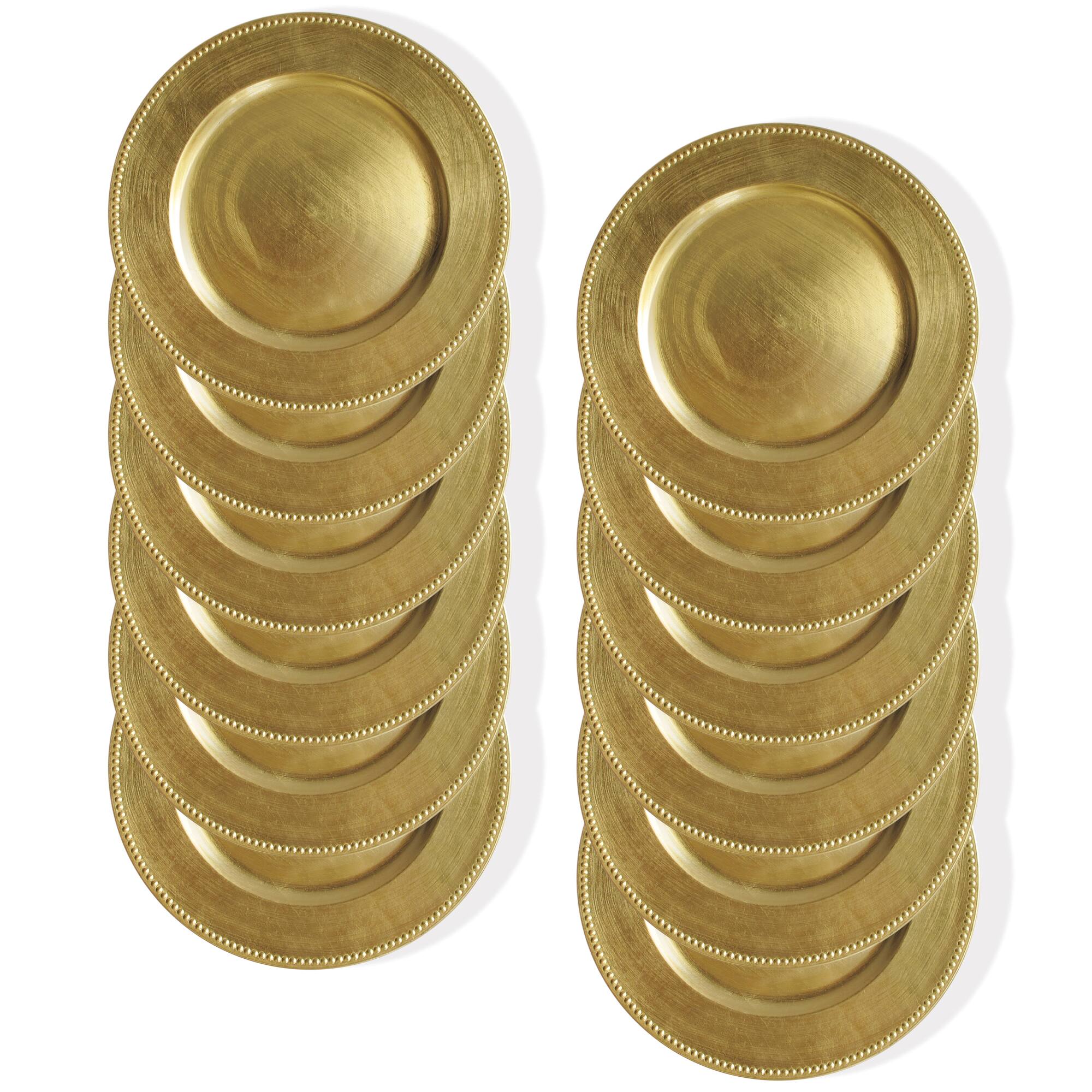 Front. American Atelier - Gold Round Beaded Charger Plate Set- 12 Pieces - Gold.