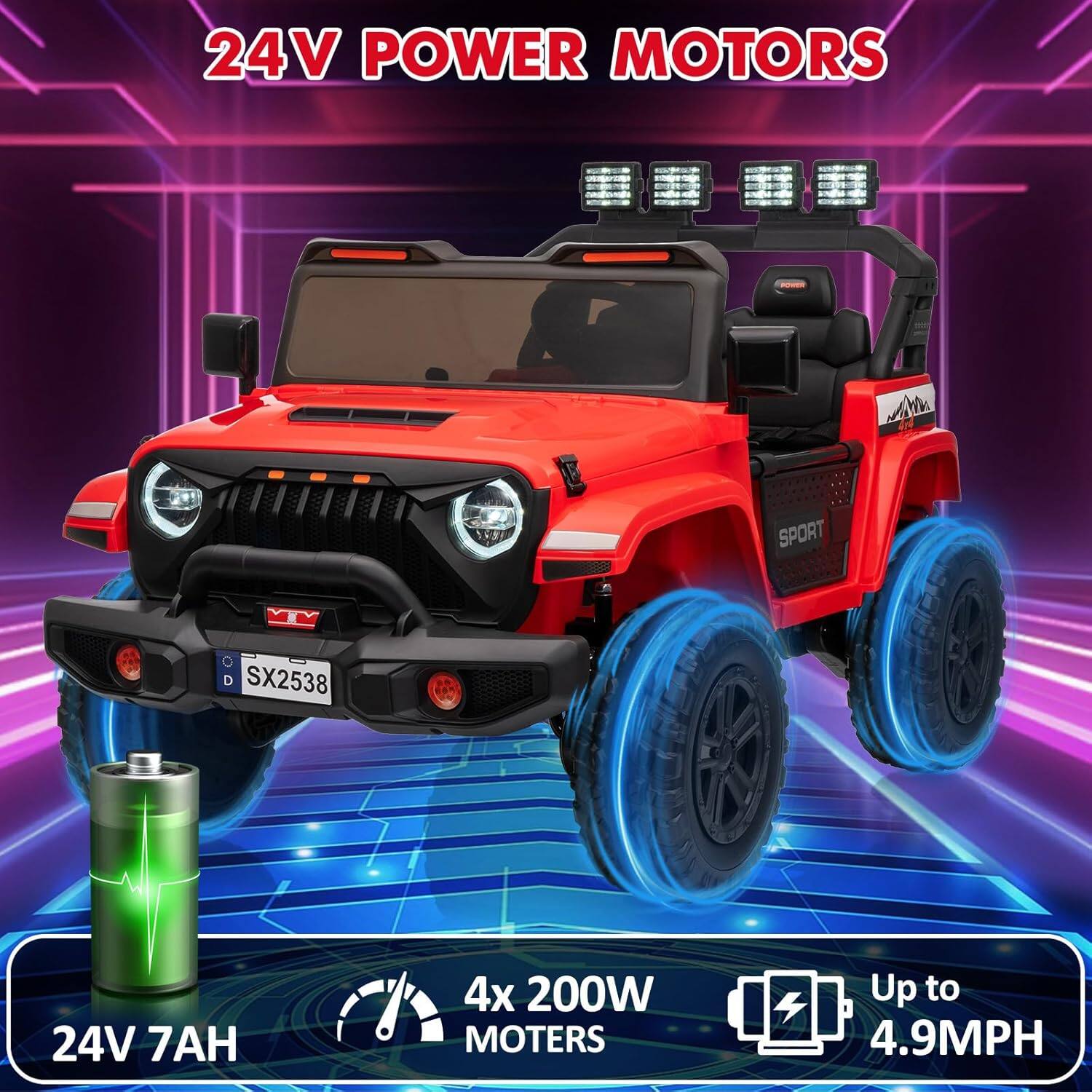 24V POWER MOTORS

24V 7AH

4x 200W MOTORS

Up to 4.9MPH