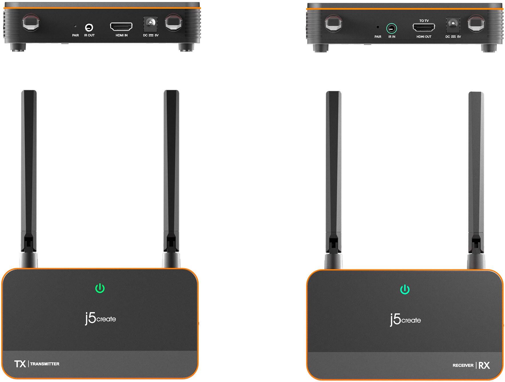 TOT TV PAIR OUT HDM IN DC - I PAIR R N HOM OUT D0 IV j5create j5 create TX | TRANSMITTER RECEIVER I RX
