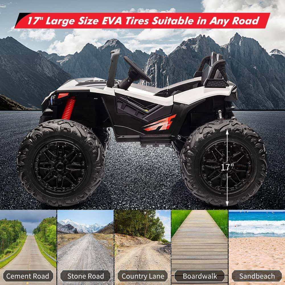 17" Large Size EVA Tires Suitable in Any Road

Cement Road  
Stone Road  
Country Lane  
Boardwalk  
Sandbeach