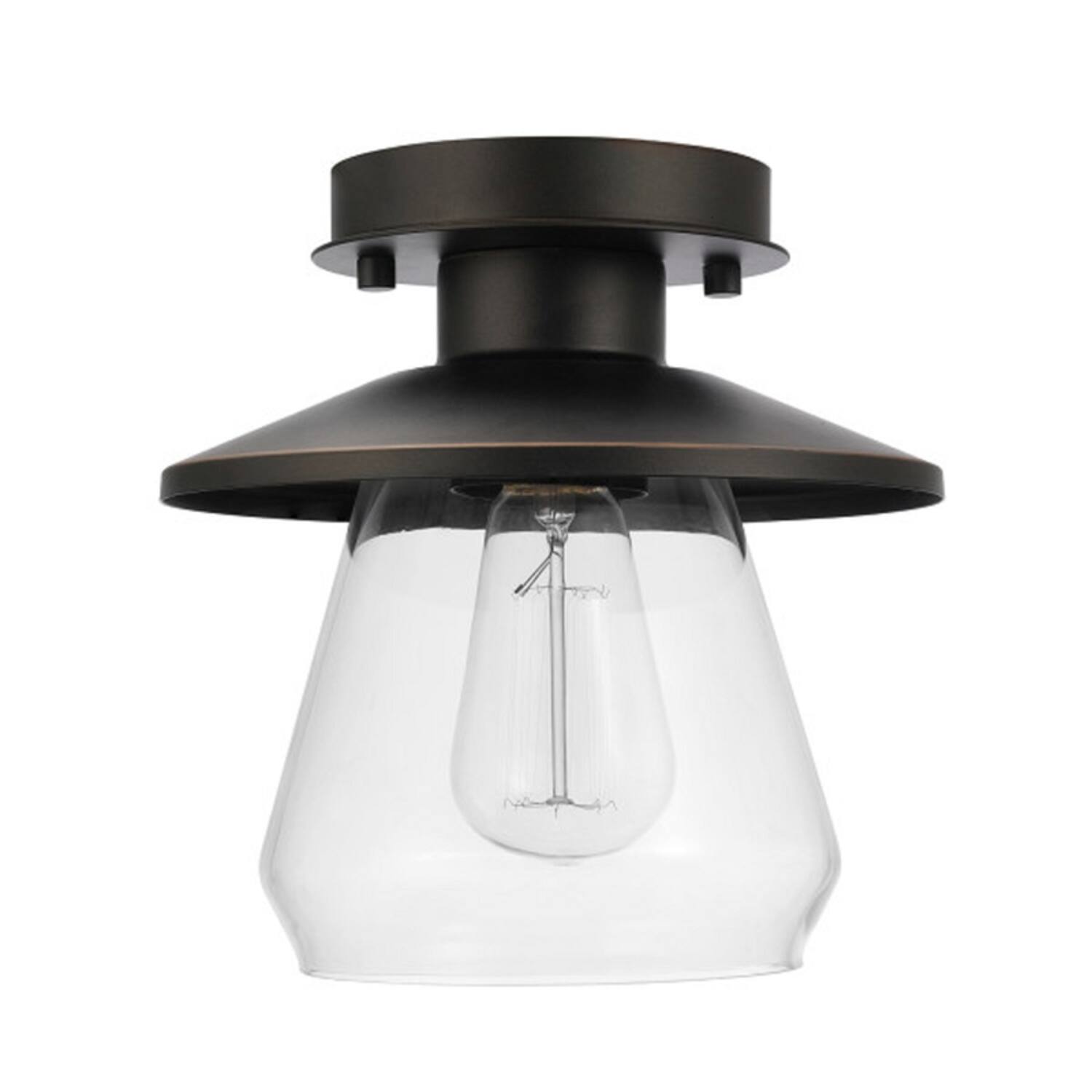 Front. Globe Electric - Globe Electric Nate 8.14 in. H X 8 in. W X 8 in. L Oil Rubbed Bronze Ceiling Light.