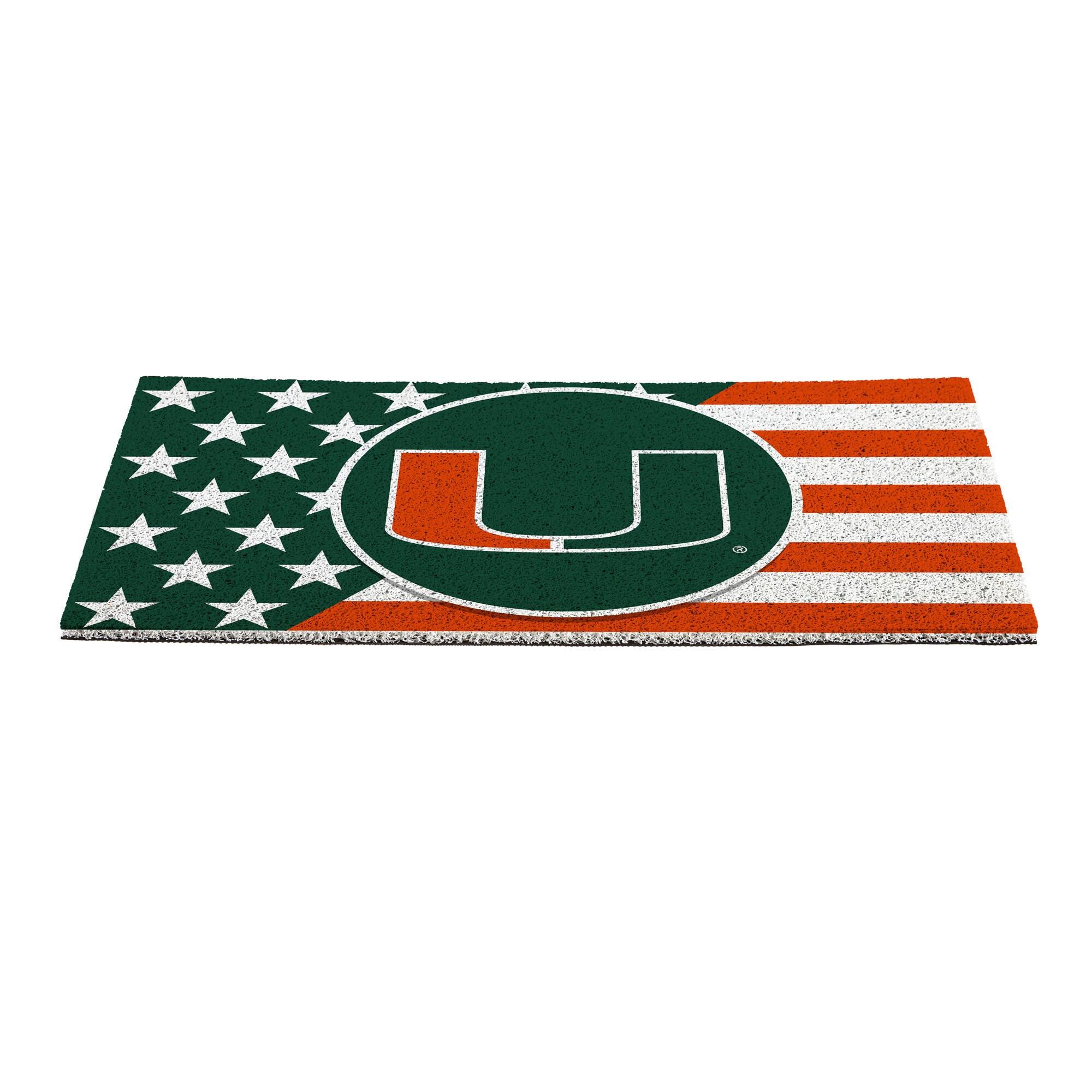 Alt View 1. Evergreen Enterprises - Miami Hurricanes 16" x 28" Stars & Stripes Patriotic Turf Mat - Multicolor.