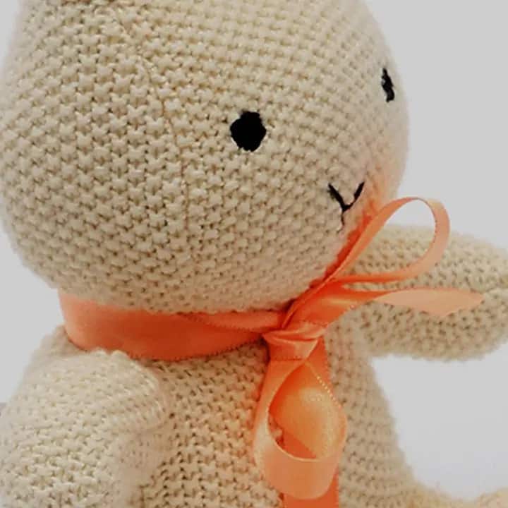 Siljoy - Handmade Cotton Knitted Bunny Plush Toy, Hypoallergenic, Non-Toxic, Soft Travel Buddy for Kids - Off White