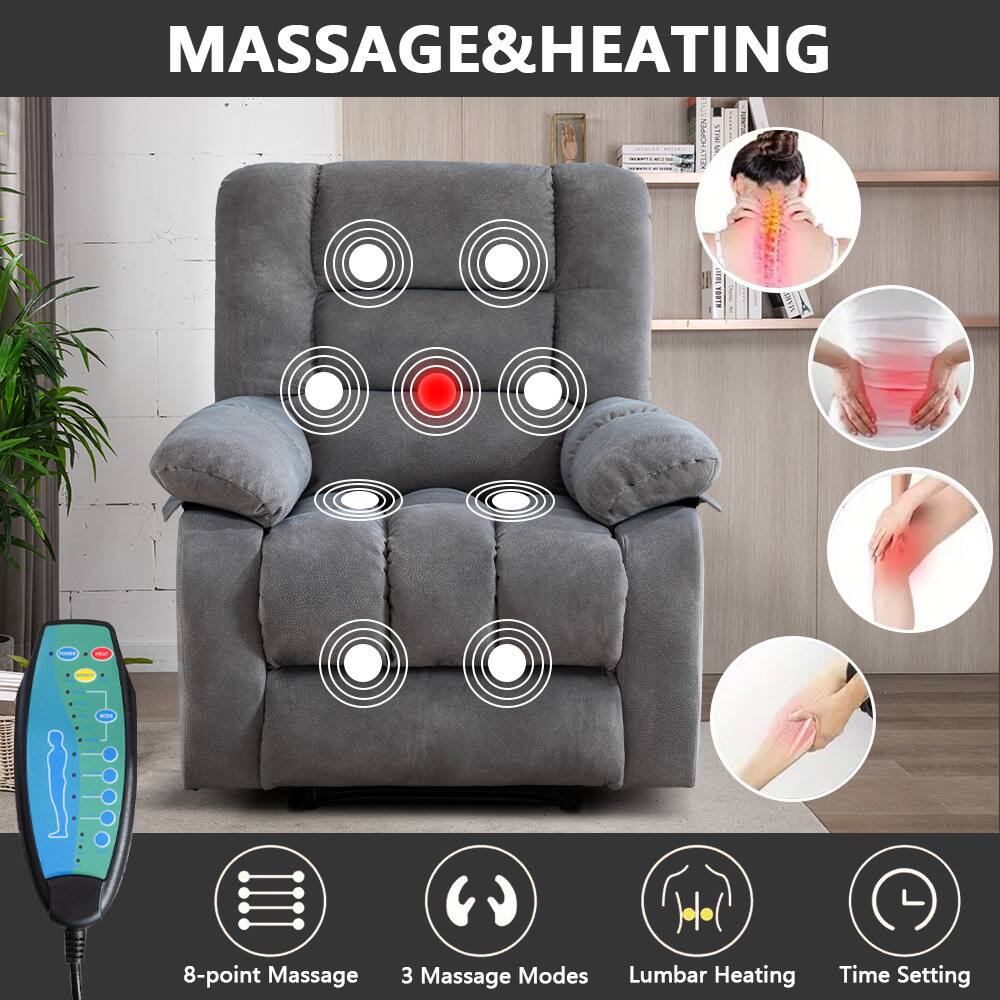 MASSAGE & HEATING: 8-point Massage, 3 Massage Modes, Lumbar Heating, Time Setting
