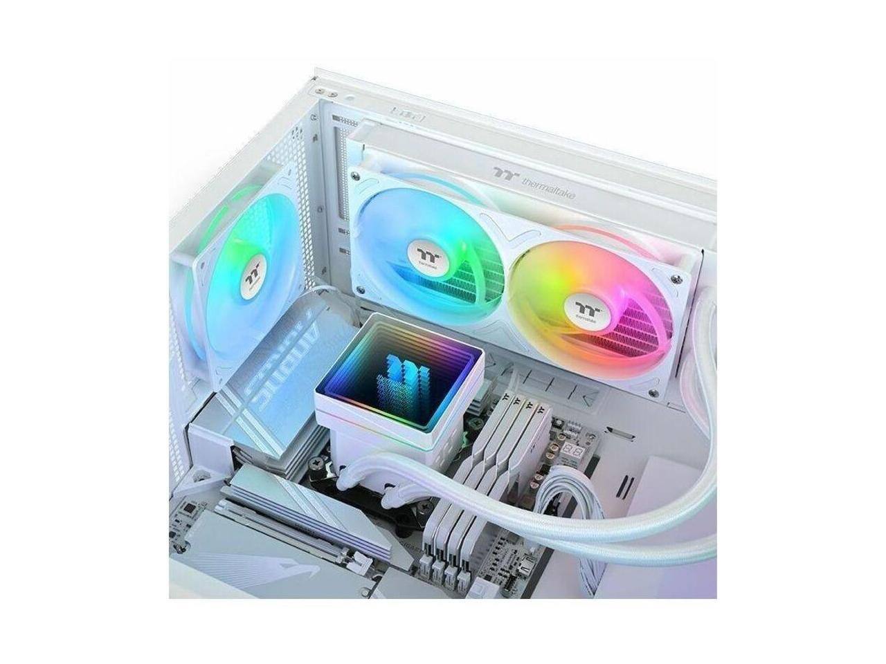Alt View 5. Thermaltake - Thermaltake TH240 V3 ARGB CPU Cooler; Intel/AMD; 240mm Radiator; ARGB Fan; Rotatable Pump; Snow; CL-W467-PL12SW-A - Snow.