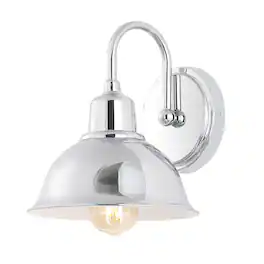 Jonathan Y - Frisco 8" 1-Light Farmhouse Industrial Iron LED Vanity - Chrome