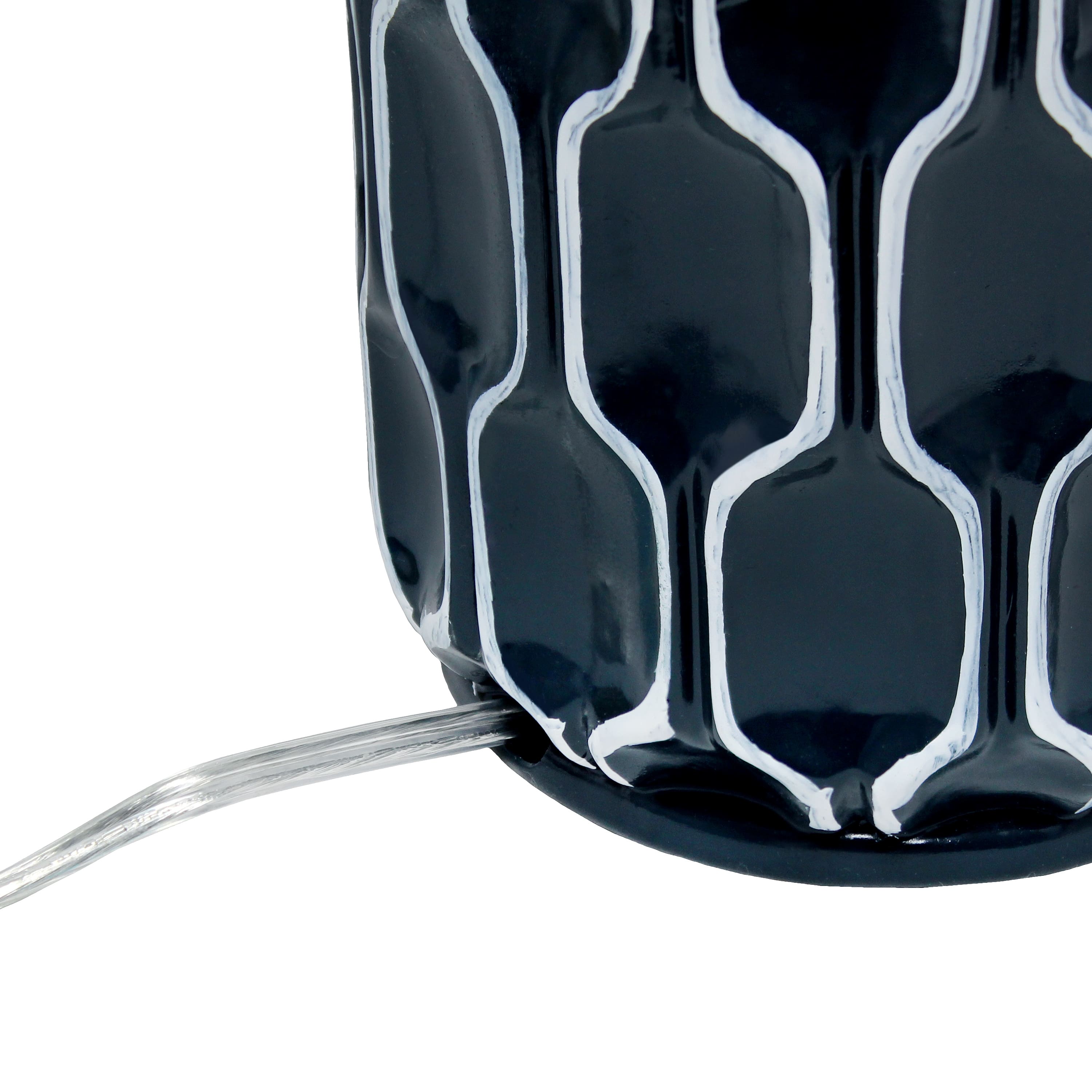 Alt View 17. Lalia Home - Moroccan Table Lamp with Fabric White Shade - Blue.