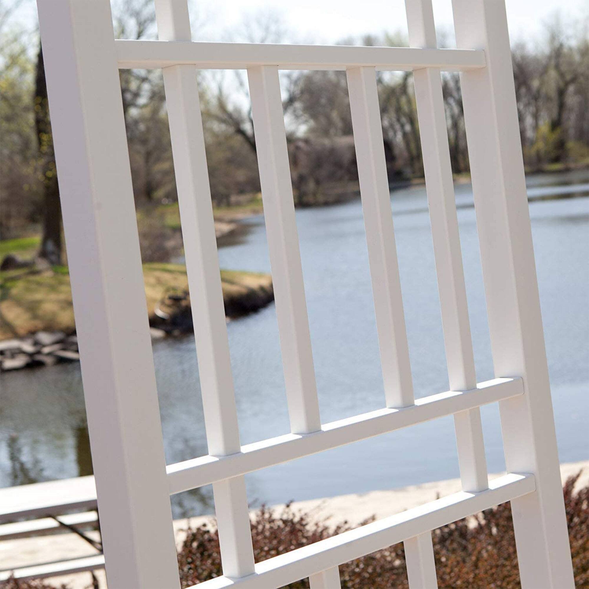 Alt View 8. Dura-Trel - Dura-Trel Wellington Arbor 72" x 85" Outdoor Garden Arch Lattice Trellis, White - White.