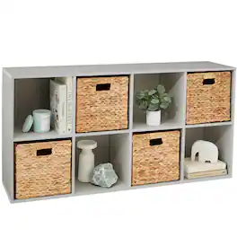 Best Choice Products - 8-Cube Bookshelf, 13.5in Display Storage System, Organizer w/ Removable Back Panels - Gray