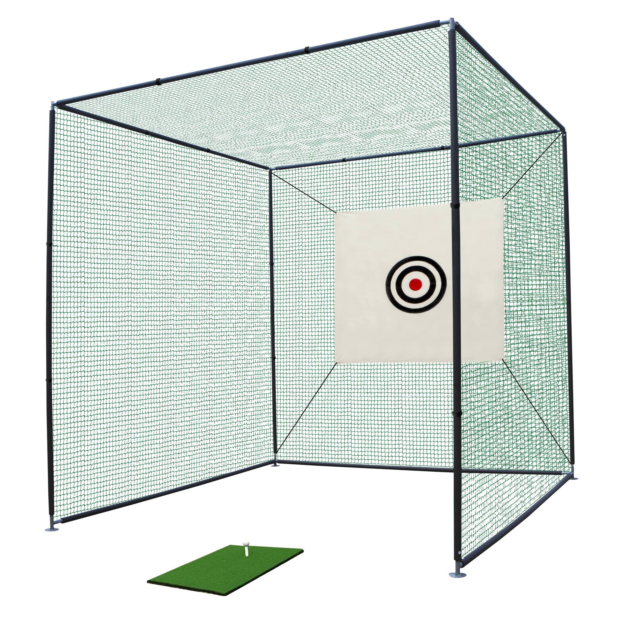 ELEMENT ACE - 10x10x10FT Golf Practice Net Cage with Metal Frame Hitting Net Kit - Indoor & Outdoor - Black