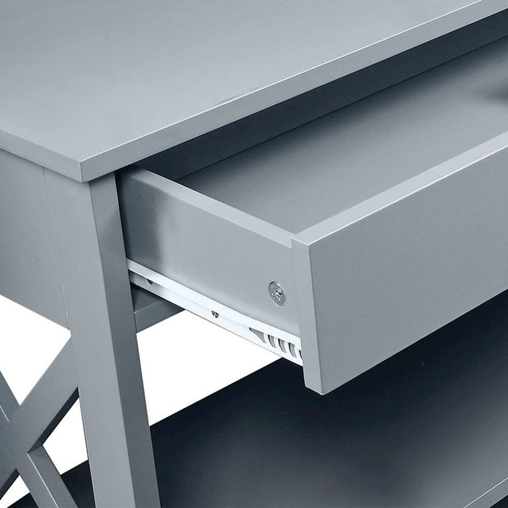 Alt View 2. FurniFact - Console Table with 1 Drawer and 3 Tiers of Shelving - Gray.