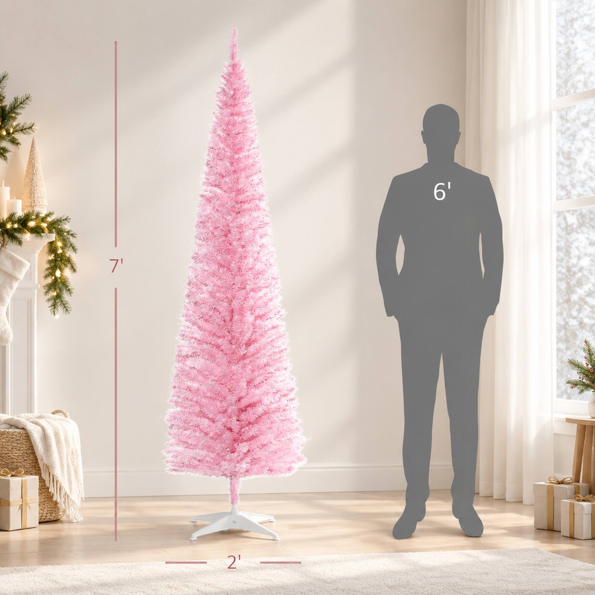 RYHNUYNE Slim Artificial Pencil Christmas Tree With Realistic Branch ...