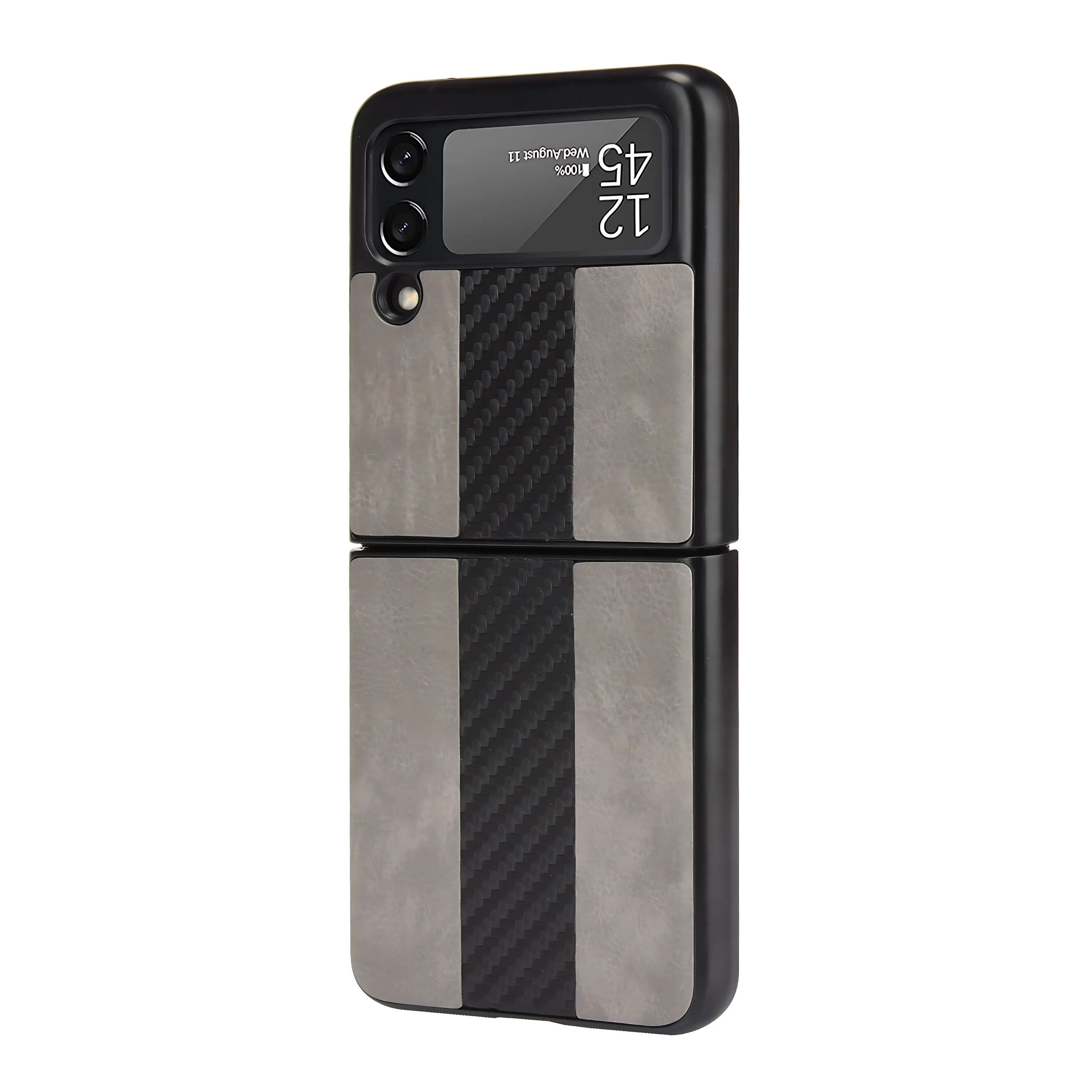 Kitcheniva - Slim Folding Leather Shockproof Phone Case For Samsung Galaxy Z Flip 3 5G - Gray