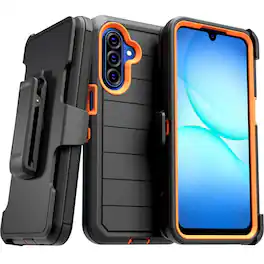 RomeTech - Defender Case for Samsung Galaxy A17 5G - Black / Orange - Black Orange