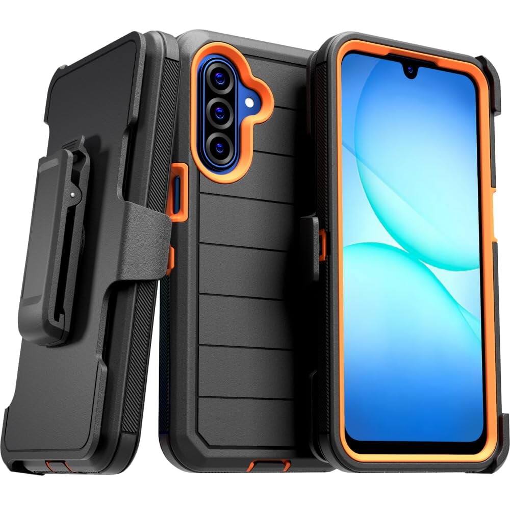 RomeTech - Defender Case for Samsung Galaxy A17 5G - Black / Orange - Black Orange