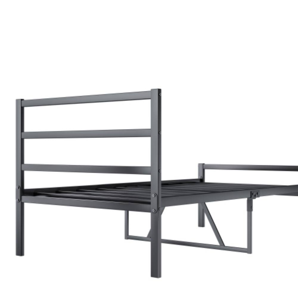 Alt View 1. LUCKY ONE - Twin Size Metal Platform Bed frame with Headboard, Sturdy Metal Frame - Black.