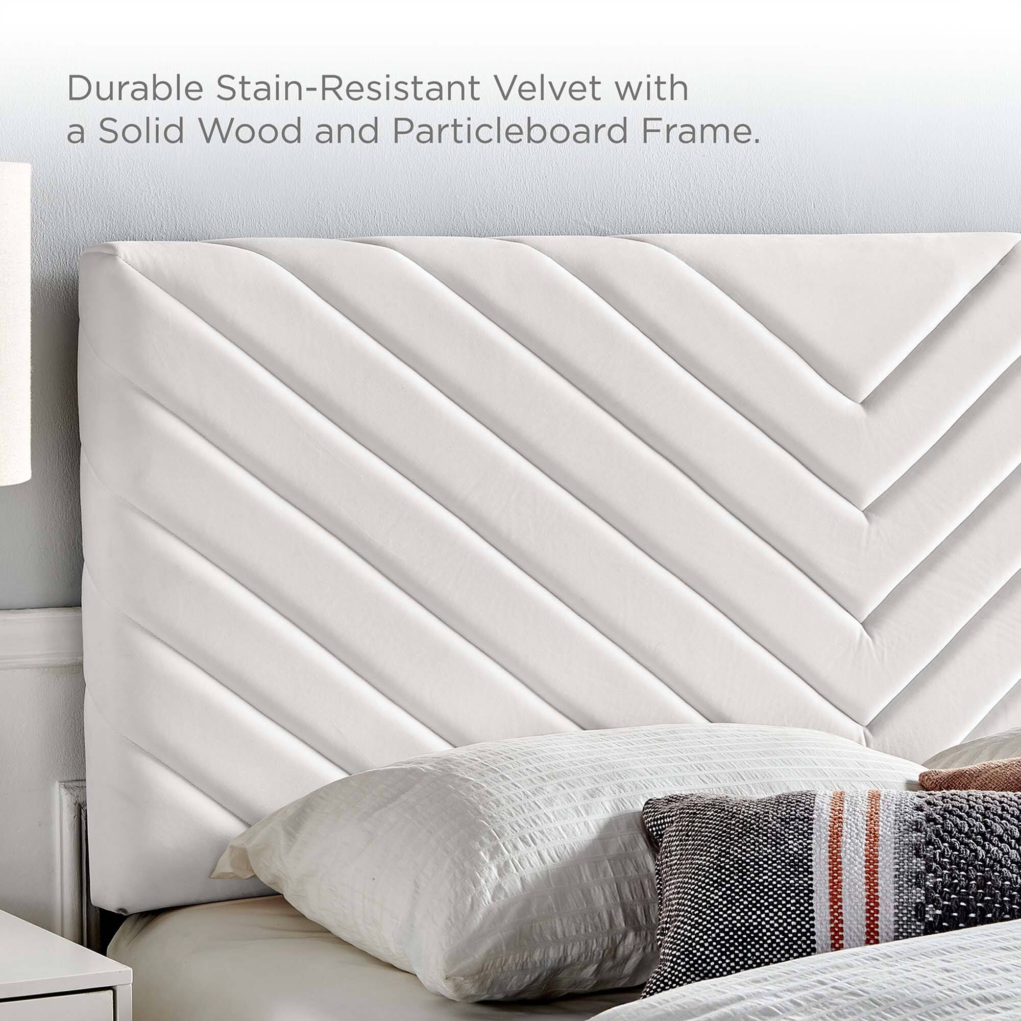 Durable Stain-Resistant Velvet with a Solid Wood and Particleboard Frame.