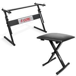 5 CORE - Keyboard Stand Adjustable z Style Piano Riser Keyboard Piano Bench - Black