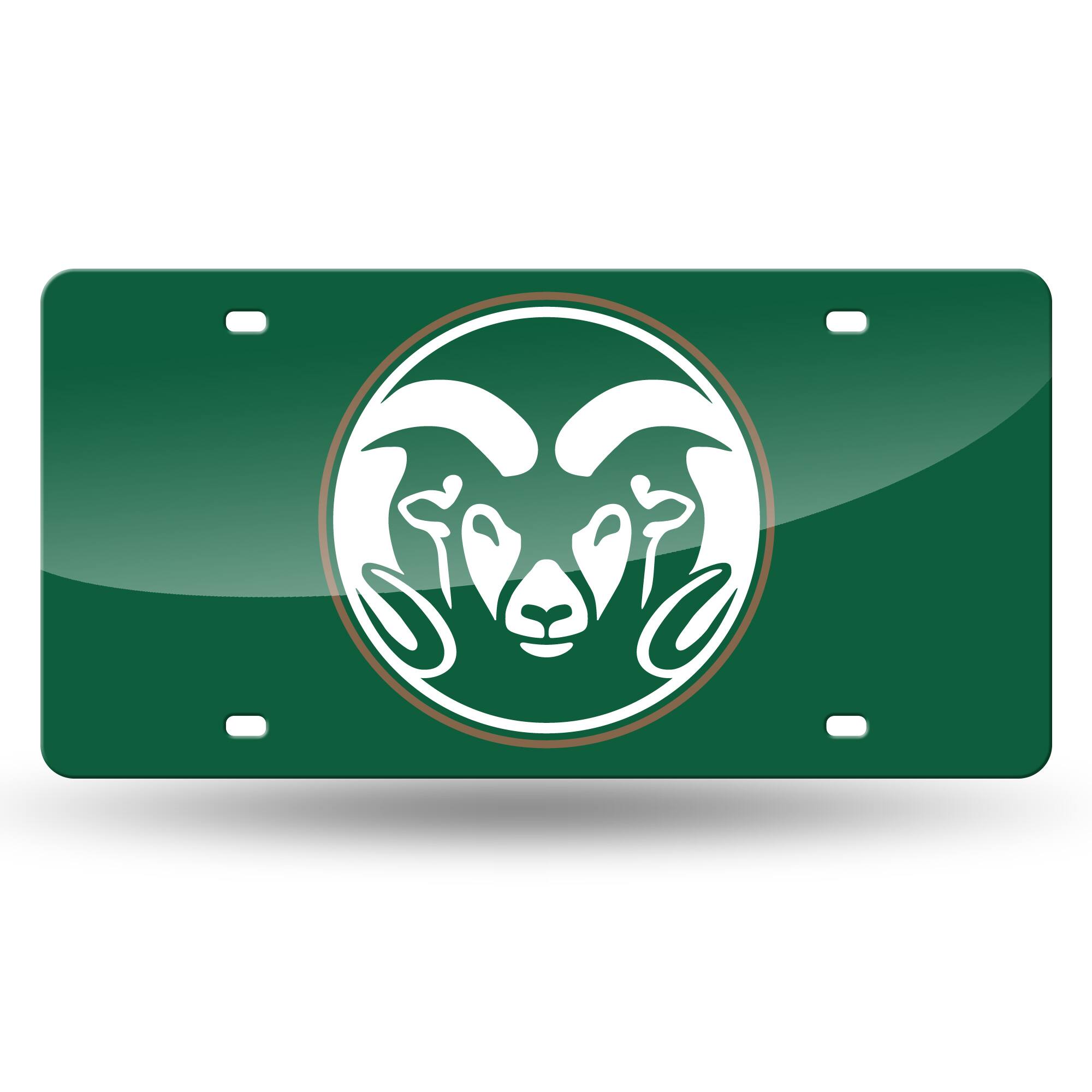 Colorado State CSU Rams Green Mirror Look Acrylic License Plate Laser Tag