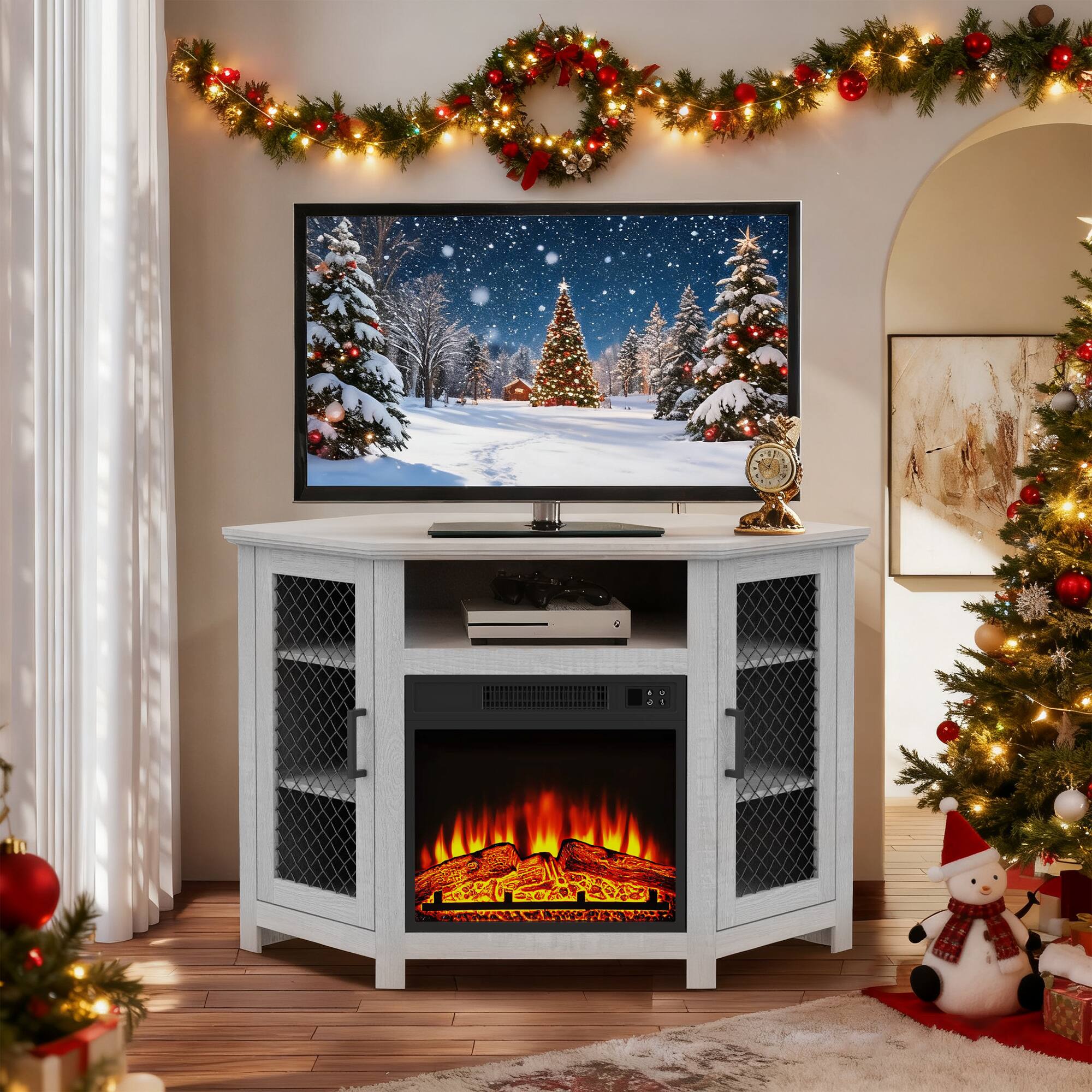 Front. Ihomeadore - 45" Media Console TV Stand For TVs Up To 50" With Fireplace Included - Gray.