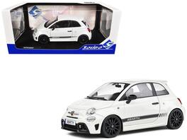 2022 Fiat F595 Abarth Ghiaccio Stripes 1/18 Diecast Model Car by Solido - White with Black