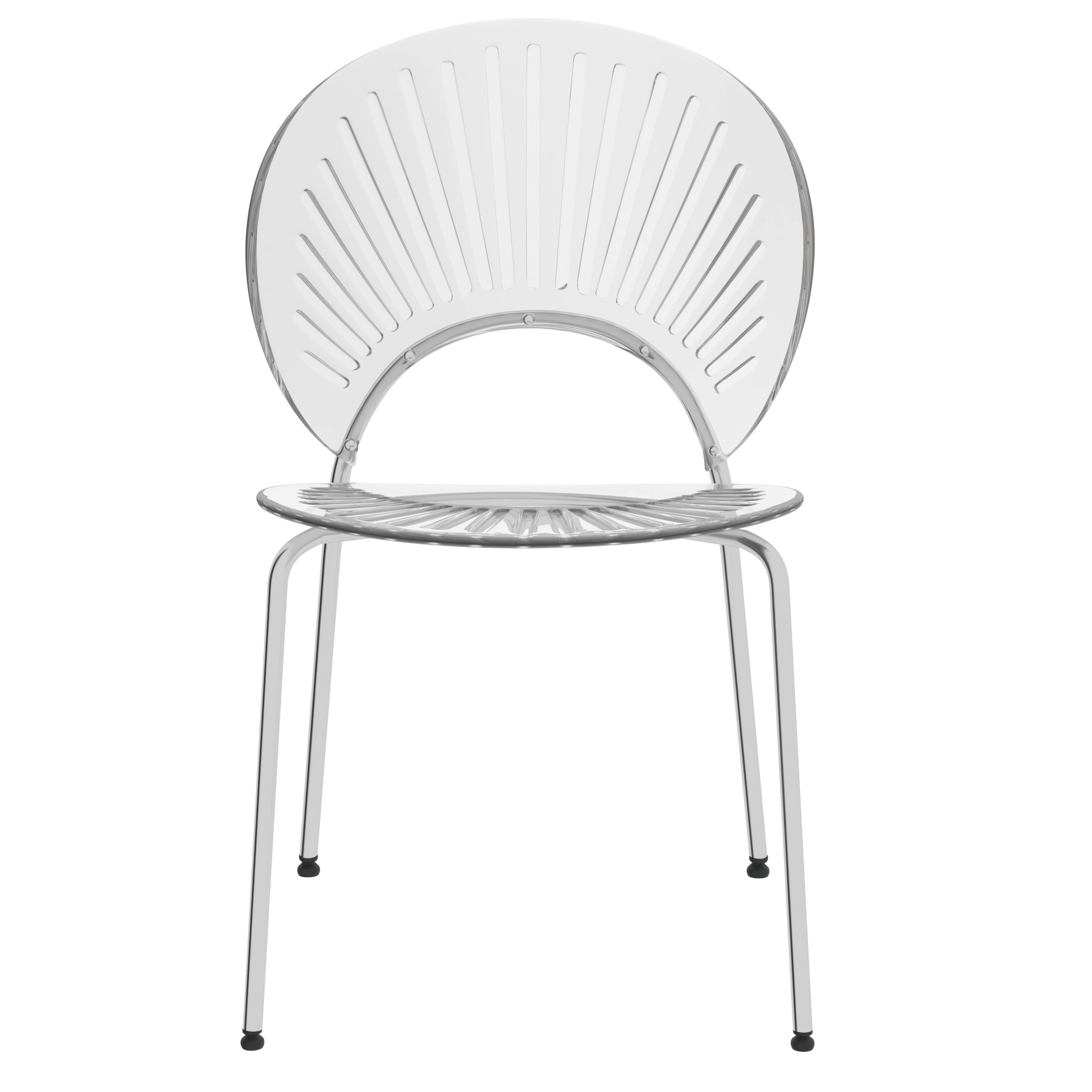 Alt View 1. LeisureMod - Opulent 2-PCS Modern Plastic Dining Chair, Stackable Shell Accent Chair with Chrome Base & Protective Floor Glides - Clear.