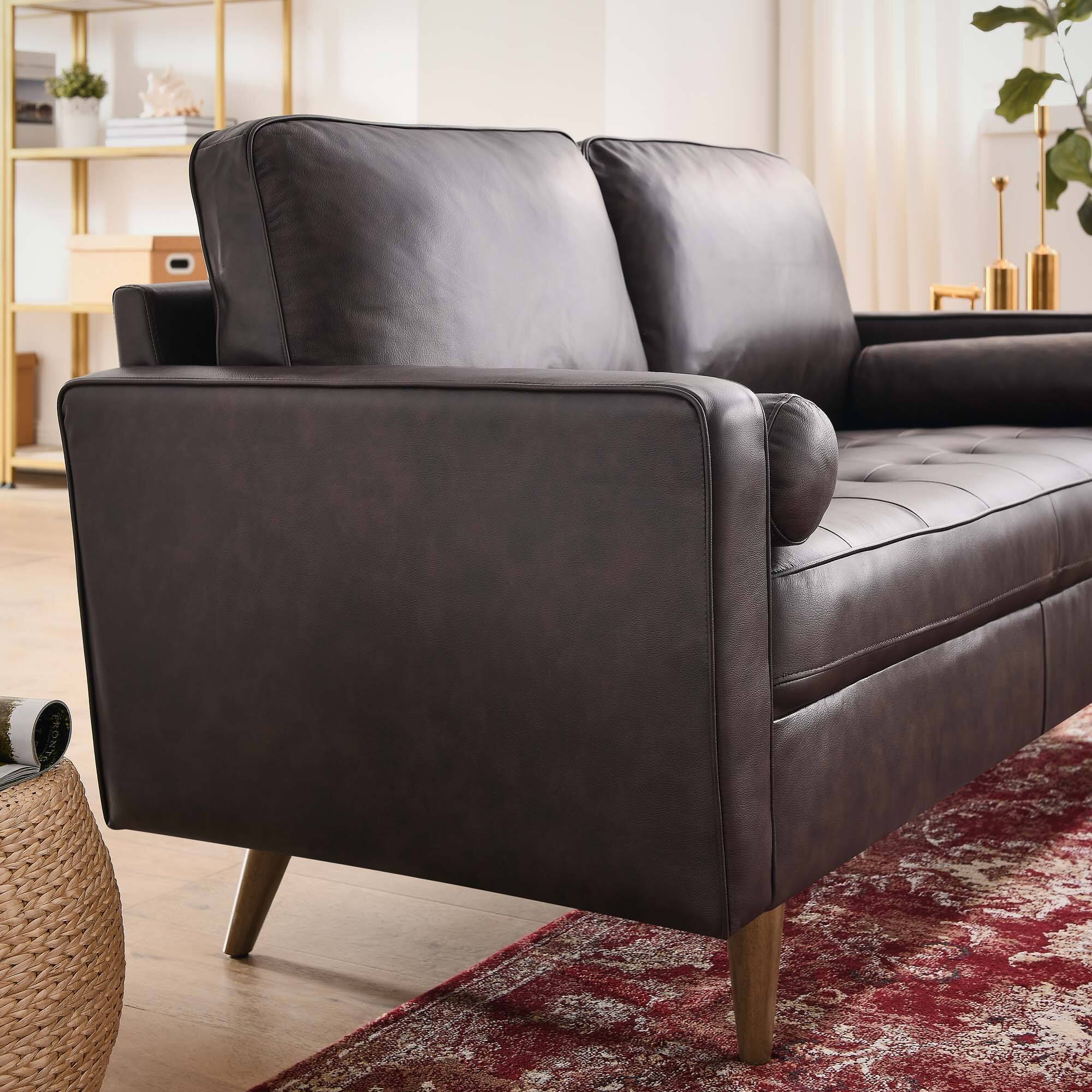 Back. Modway - Valour Leather Loveseat by Modway - Brown.