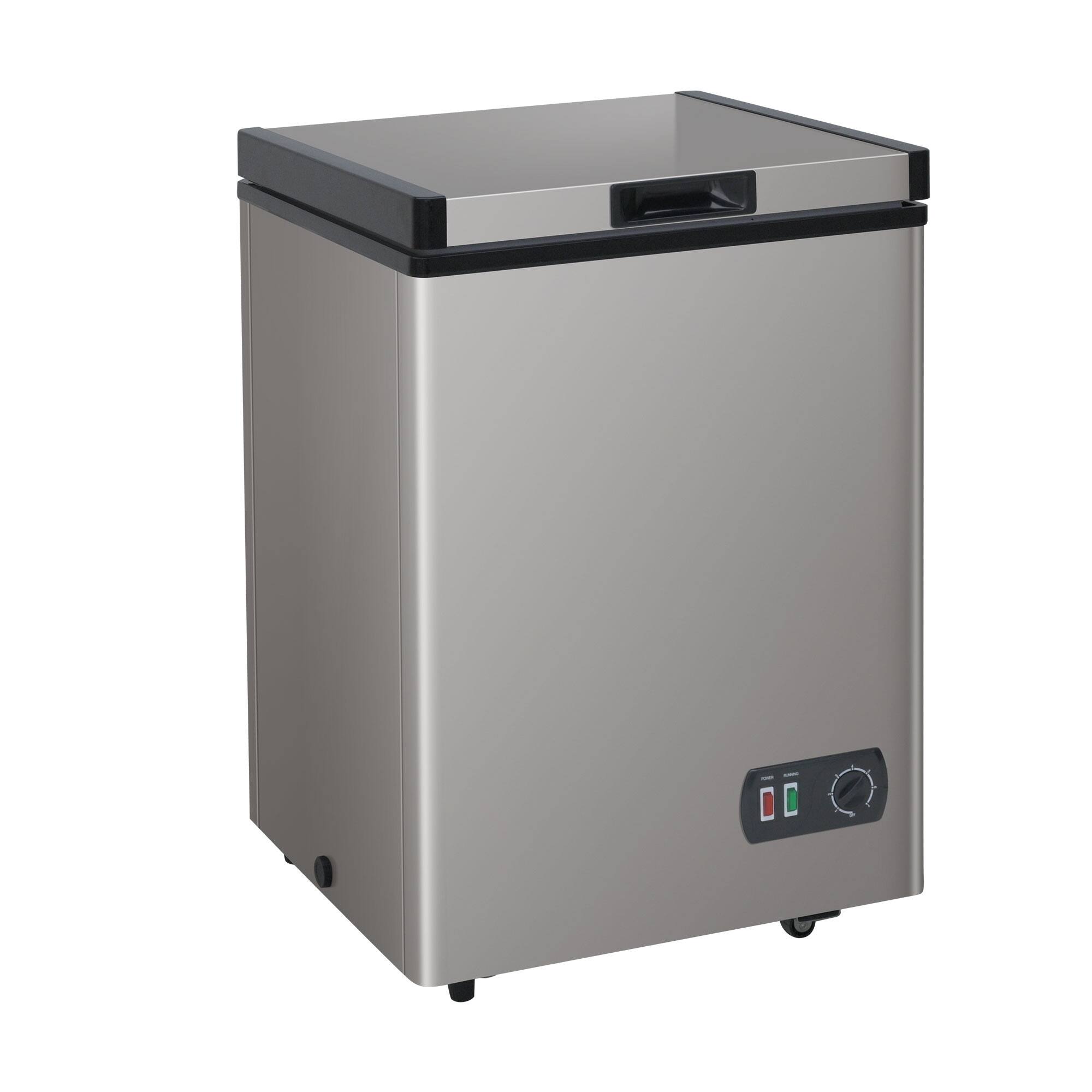 Angle. Parrot Uncle - 4.2 Cu. Ft Compact Garage-Ready Chest Freezer, Manual Defrost - Black.