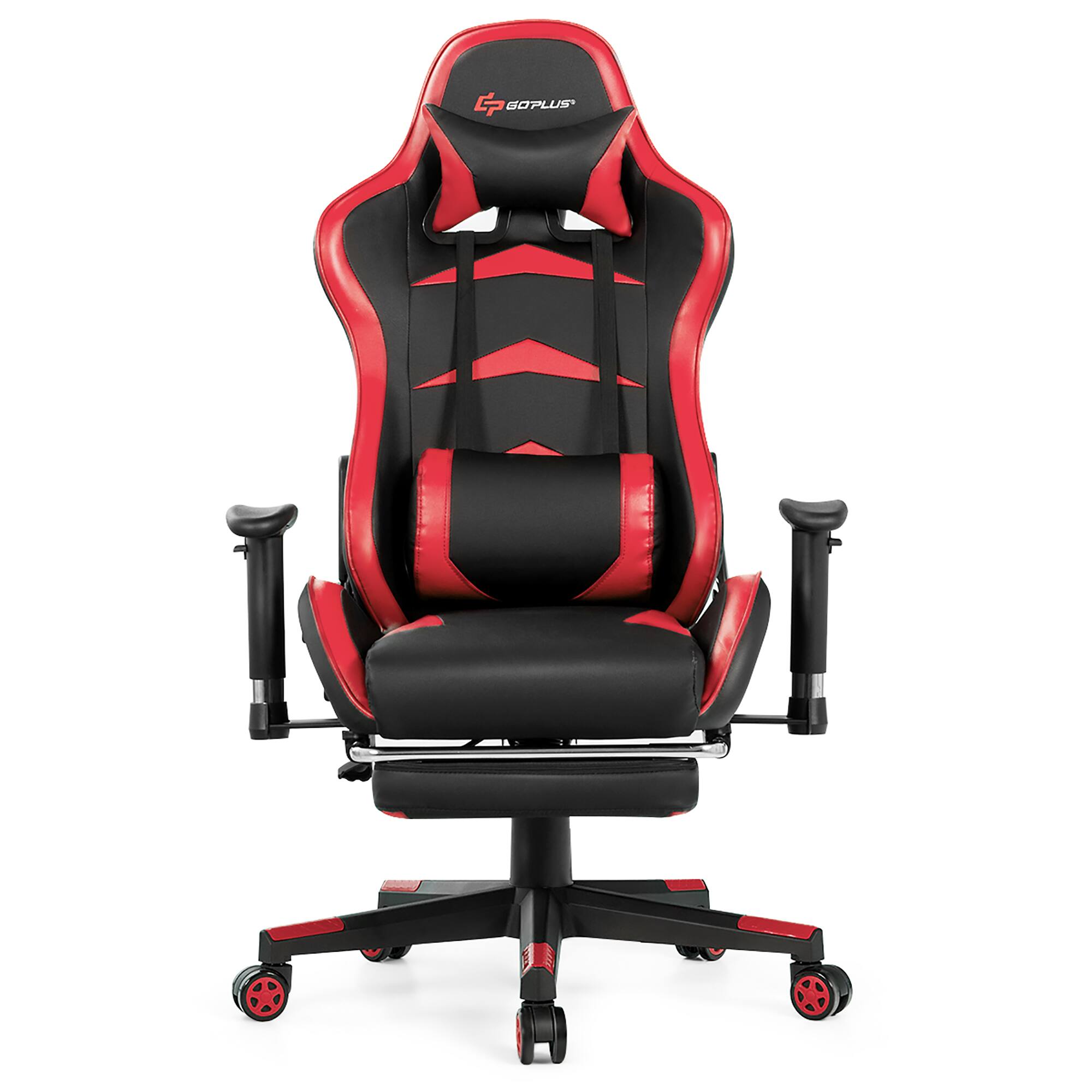 Alt View 17. Costway - Racing Massage Gaming Chair with Footrest - Red + Black.