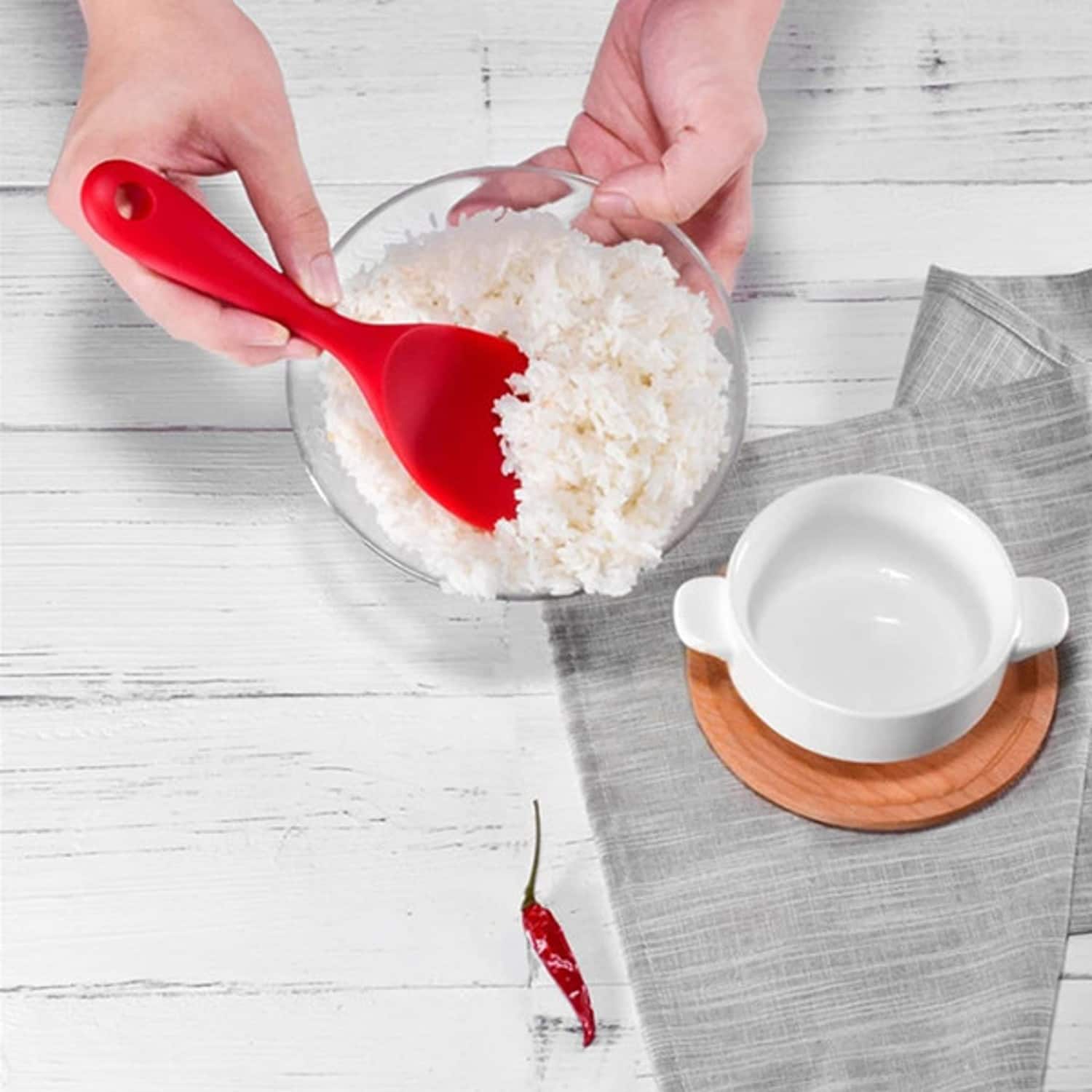 Back. Giantpower - Non-stick Silicone Rice Spoon Paddle - Red - Red.