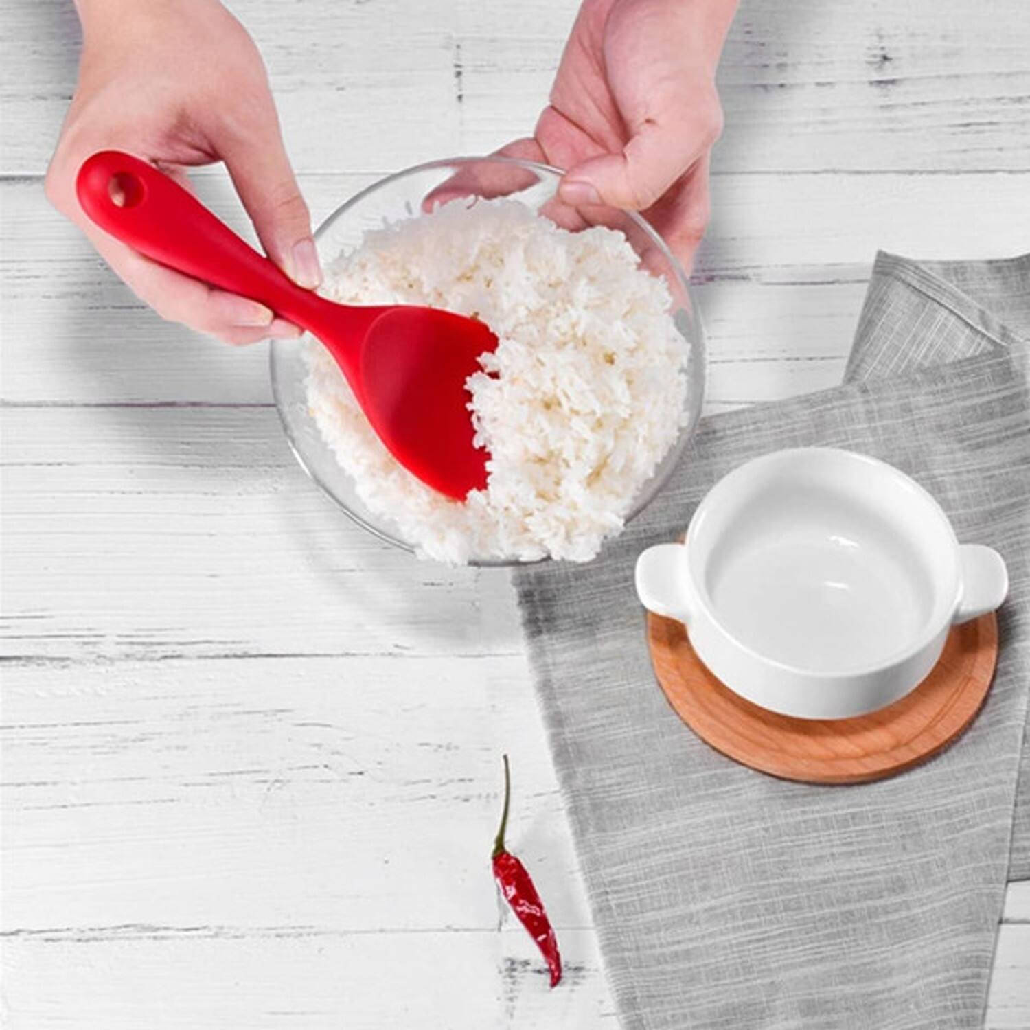 Back. Giantpower - Non-stick Silicone Rice Spoon Paddle - Red - Red.