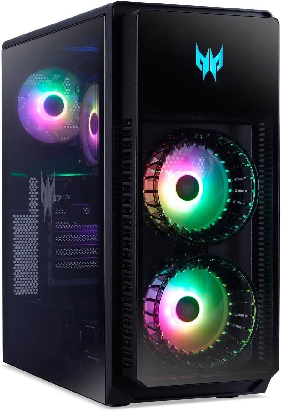 Left. Acer - Orion 5000 Gaming Desktop Intel Core i7-14700F NVIDIA GeForce RTX 4070 Ti 16GB RAM 1TB SSD.