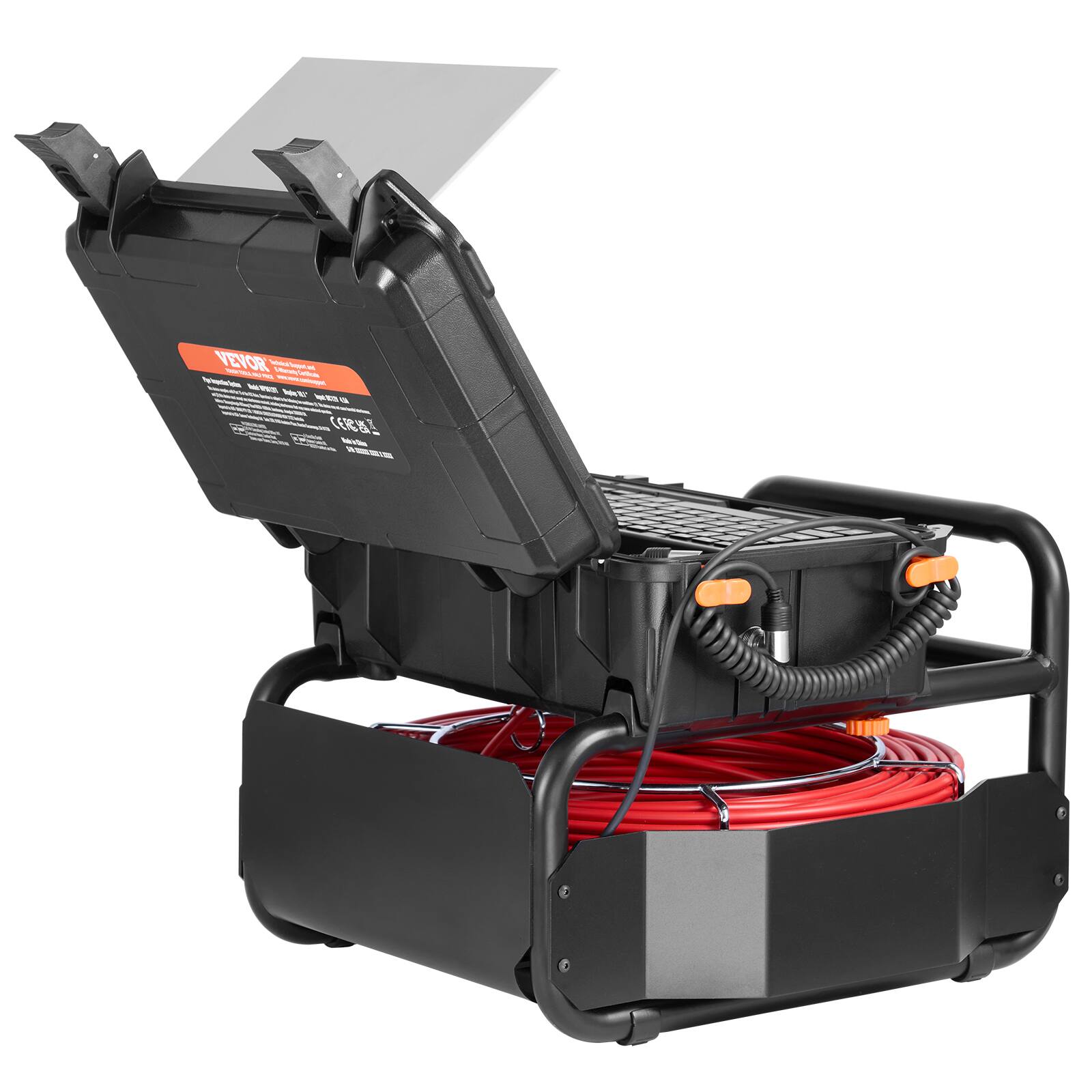Alt View 5. VEVOR - Sewer Camera, 165 ft/50m, Self-Leveling Drain Camera with 10.1" Touchscreen, 512Hz Transmitter & Distance Counter - Black.